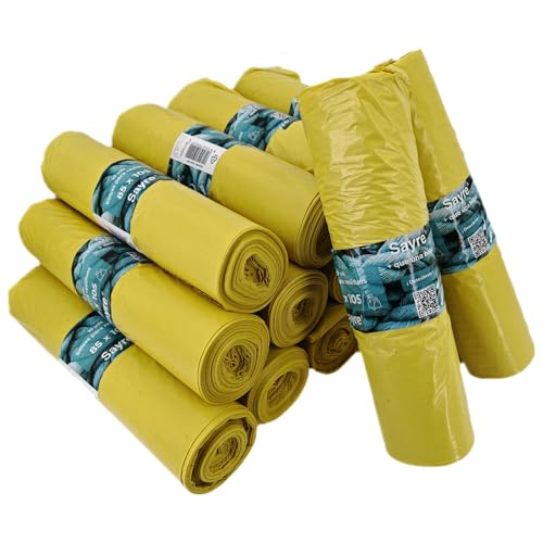 Bolsas de Basura Amarillas de 120L – Pack 200 Unidades (20 Rollos) Bolsas de Comunidad 85 x 105 cm