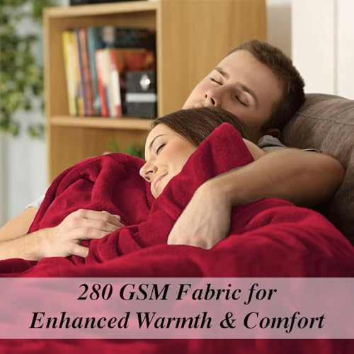 Image of Cloth Fusion Nimbus 280 GSM Fleece Blanket, Maroon, Single 58x86 inches | Double-Brushed Both Sides, Anti-Pilling Weave, Colour-Lock Dye, Reinforced Stitching, Machine Washable