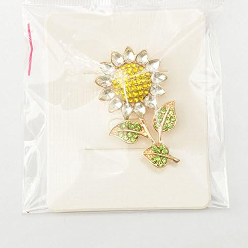 LUOEM womens Elegant Rhinestone Brooch Sunflower Lapel Pin Cartoon, Yellow, 4.2 x 2.8 x 2cm