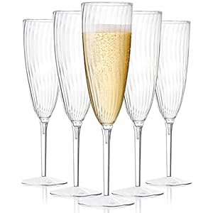 6 Oz Clear Plastic Champagne Glasses 16 Pack, Hard Disposable Plastic Champagne Flute Ideal for Home Daily Life Party Wedding Toasting Drinking Champagnes,New Years Eve Party Supplies