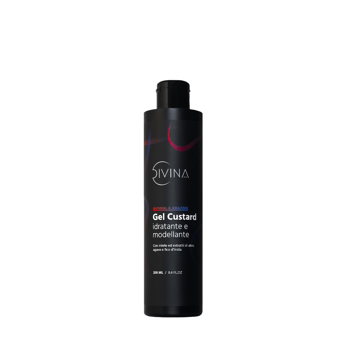 Gel Custard per capelli ricci, super-ricci, afro Natural&Amazing di DIVINA BLK. Azione Idratante Anticrespo e Modellante, con estratti naturali (250ml)
