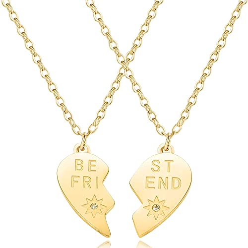 Best Friends Heart Necklace Set Stainless Steel Friendship Necklaces Birthday Graduation Jewelry Gift