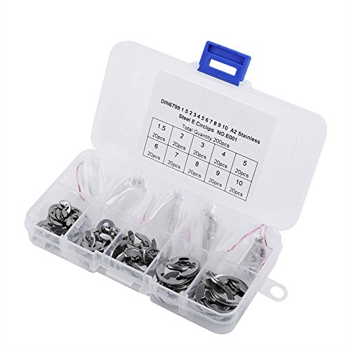 120Pcs 10 Size 304 Stainless Steel E-Clip Retaining Snap Opening Ring Circlip Kit 1.5/2 /3/4/5/6/7/8/9/10Mm With Plastic Box #TOP20