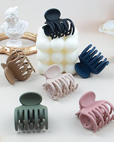 Medium Hair Clips For Thin Fine Hair, 1.5'' Small Claw Hair Clips For Women And Girls, Matte Double Row Jaw Clip Non Slip Hair Claw (6 Pack) #TOP6