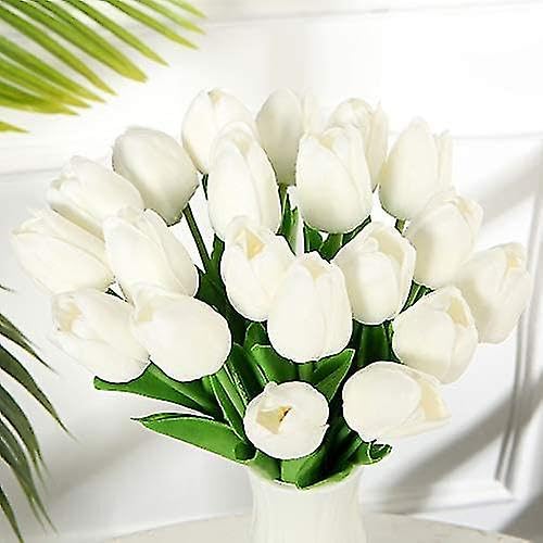 Image of CosaCentrum Beautiful Decorative Artificial Tulip Flower Bunches for Home decor (White, Pack of 11)