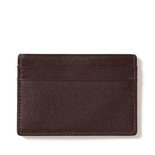Leatherology Brown Men's Slim Credit Card Case Wallet - 4 credit card slots, center pocket for cash or receipts, slim silhouette design