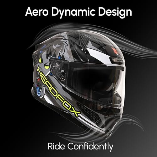 Image of HEADFOX N2F Shady Full Face Bluetooth Helmets for Bike | Waterproof Smart Helmet for Man & Women | ISI Certified | Built-in Bluetooth | Gloss Finish