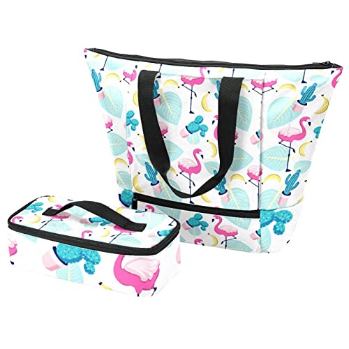 Sacs à main flamant rose et sacs isolants multicolores pour voyage et école