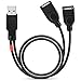 Onvian USB Splitter Cable Male to 2 Female Adapter USB A Cord 2 Port Hub for Data Charging Syncing (Only one Port for Data)
