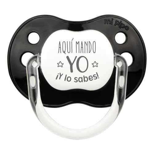 Mi Pipo   Chupete Personalizado Divertido Classic | Chupete Bebe, Variedad de Tetinas | Personalizado con Frase, Suave, Cómodo | Seguro, Libre BPA, Fácil de Limpiar | Color Negro