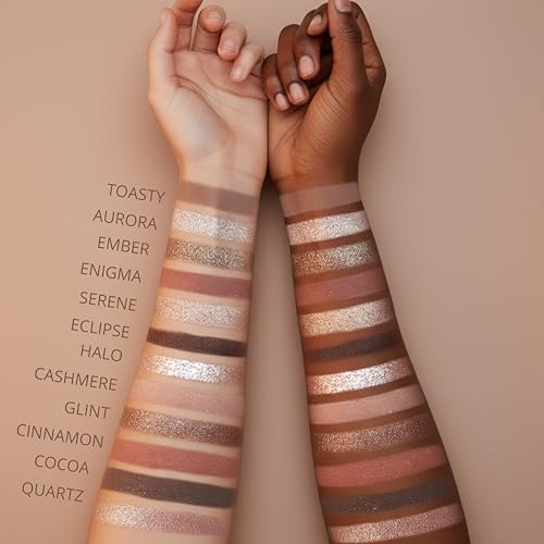 Lamora Nude Eyeshadow Palette - 12 Soft Pink Rose Shadows, Multi-Use Eye Makeup Palette with Matte & Shimmer Finishes, Ultra-Blendable Everyday Neutrals, Long-lasting Wear, Travel Makeup with Mirror