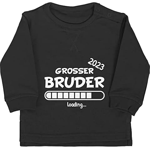 Shirtracer Baby Pullover Jungen Mädchen - Geschwister Bruder und Schwester - Großer Bruder Loading 2023-12/18 Monate - Schwarz - geschwisteroutfit Brother Sweatshirt Geschenk für großen e Bald - BZ31 Cover