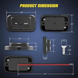 Nilight 2 Pack Quick Charge Socket Panel 12V 24V Dual USB Outlet PD Type C QC3.0 Surface Mount Car Charger 48W Fast Waterproof for Automotive RV Marine Boat Motorcycle Truck