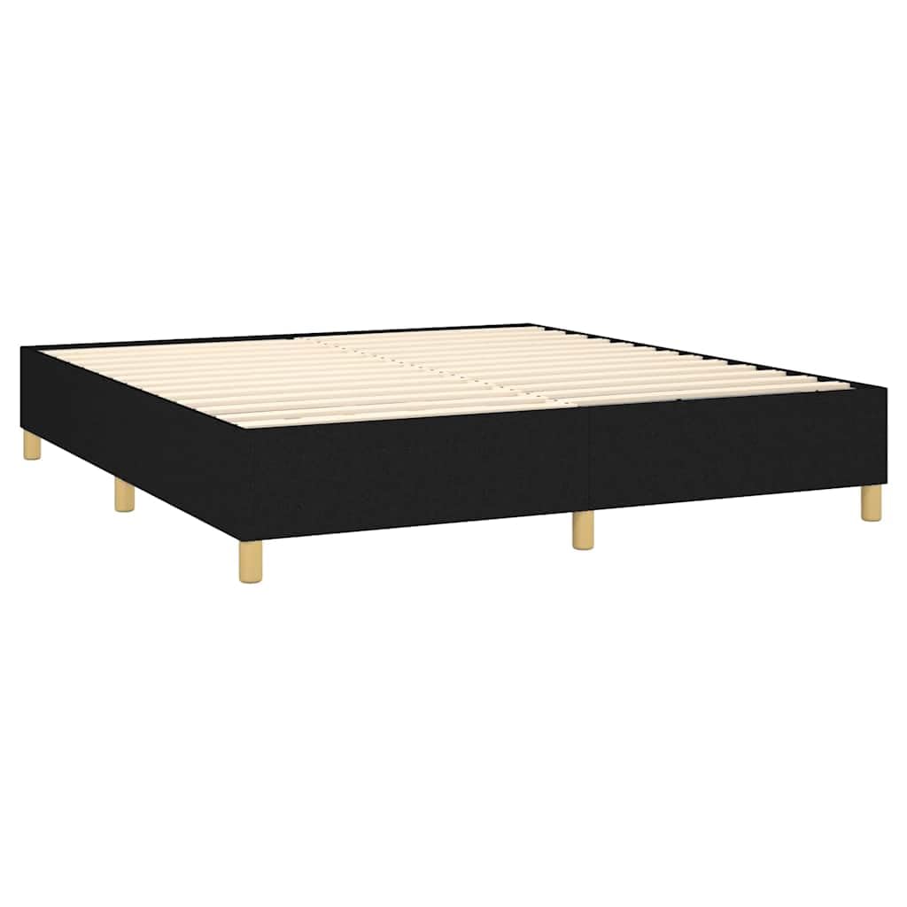 tkanina z regulowanym zagłówkiem LED 160x200 cm czarny | Łóżko kontynentalne z materacem 160x200 cm czarne tkanina z regulowanym zagłówkiem i LED