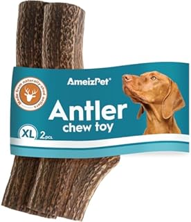 Ameizpet Antler Chews For Dogs - All Natural Dog Chews, Long Lasting Elk Antler Bones for Dogs, Durable Deer Antler For Dogs  1pc M Size Deer Antler