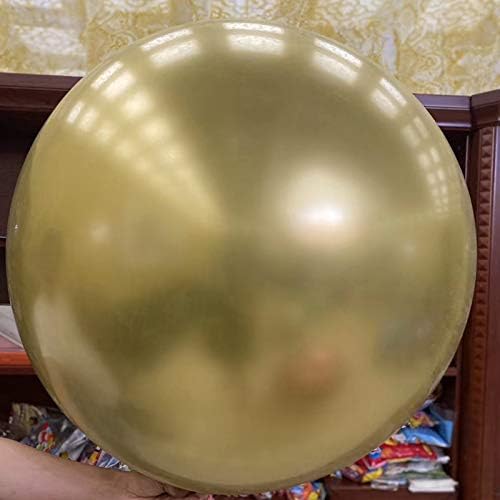 Miniatura 1 de Globos dorados cromados de 36 pulgadas, 2 unidades, globos metálicos redondos gigantes dorados gigantes, globos gigantes dorados para cumpleaños,