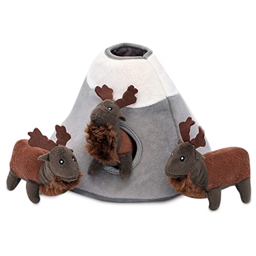 ZippyPaws Burrow, Woodland Friends Elk Mountain - Interactive Dog Toys for Boredom - Hide and Seek Dog Toys, Colorful Squeaky Dog Toys for Small & Medium Dogs, Plush Dog Puzzles