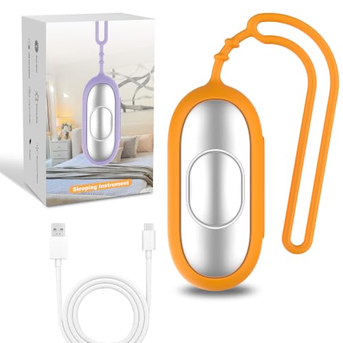 Compact Handheld Sleep Aid Device, Portable Stress Calming Relaxation Tool, USB Rechargeable Pocket Size Sleep Helper for Adults, Lightweight Night Rest Support Device for Home Travel Office(Orange)