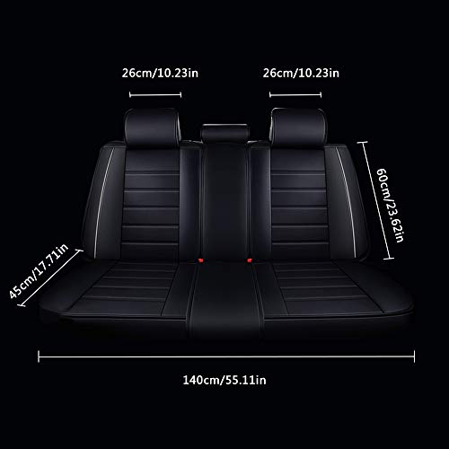 otoez Leather Car Seat Covers Full Set, 5 Seats Faux Leather Seat Covers for Cars, Waterproof Automotive Front & Rear Seat Protector Universal Interior Covers for Most Cars Sedans Trucks SUVs, Black
