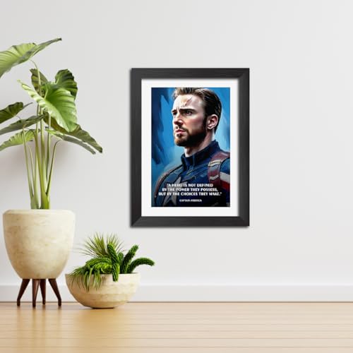 Image of TenorArts Captain America Poster with Quotes Comics Photo Frame Painting With Black Wooden Textures (12inches x 9inches)