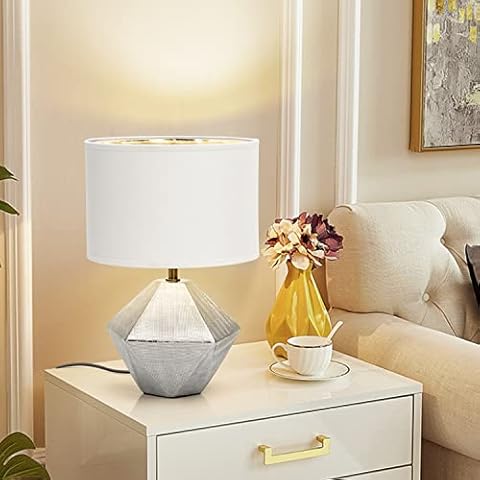 Lámpara de Mesa Aigostar Cerámica E14 Pantalla de Tela Cover