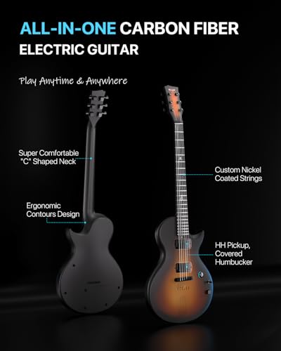 Image of Enya Electric Guitar Jack Signature Sonic JT Smart Electric Carbon Fiber Guitarra with 15W Wireless Speaker, All-in-One Portable Rig for Street Performers & Home Studios, 2-Year Warranty