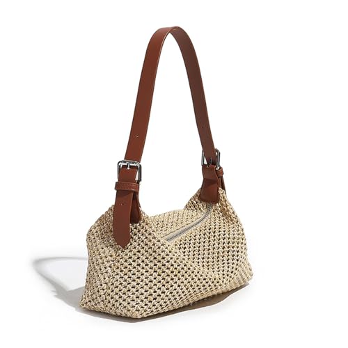 Image of Straw Beach Tote Bag for Women Summer Straw Purse Mini Beach Vacation Purses Small Woven Clutch Crossbody Shoulder Bag