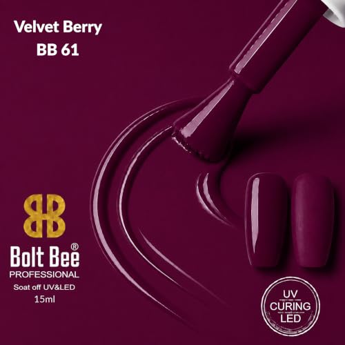 Image of Bolt Bee Maroon Color Gel Nail Polish Soak Off UV Gel 15ML DIY at Home Manicure Salon Nail Art