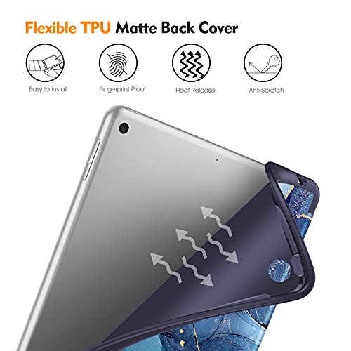 Fintie Slimshell Case For Ipad 9Th / 8Th / 7Th Generation (2021/2020/2019 Model) 10.2 Inch - [Built-In Pencil Holder] Soft Tpu Protective Stand Back Cover With Auto Wake/Sleep, Ocean Marble #TOP5