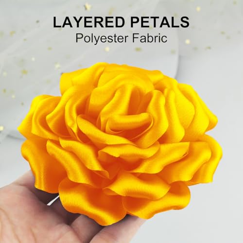 Image of 4.3 inch Red Rose Hair Clip Large Flower Brooches for Women | Charming Flowers Pins for Clothes | Turn Heads with Stylish Rose Hair Clip Flower Brooch Pin for Clothes & Clips for Woman