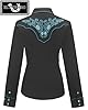 Women's Embroidered Western Cowboy Shirt Vintage Style Long Sleeve Button Down Shirt Premium Quality Snap Front Design S-3XL, Black-green, XXL #1