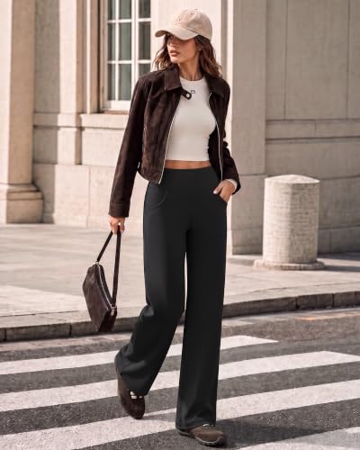 Image of Promover Wide Leg Pants for Woman Yoga Pants with Pockets Stretch