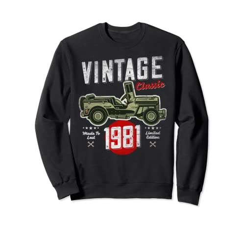 Vintage Born 1981, 40th Birthday, Classic Retro, Race Car Sudadera