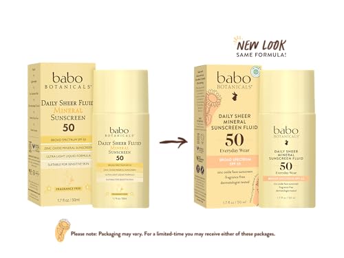 Babo Botanicals Daily Sheer Mineral Sunscreen Fluid SPF50 - Natural Zinc Oxide - Passion Fruit Oil - Fragrance Free - Ultra-Lightweight - For Face - For all ages - Thumbnail 2