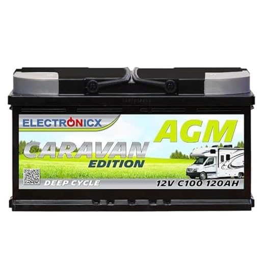 Electronicx Caravan Edition batteri, AGM, 120 AH, 12 V, husbil, båt, strömförsörjning