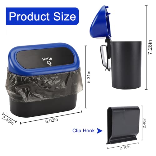 Image of Accmor Car Trash Can with Lid, Vehicle Trash Bin Car Dustbin Garbage Organizer Holder with Trash Bag, Portable Hanging Mini Wastebasket Bin Trash Container for Auto Cars, Home, Office (Blue)