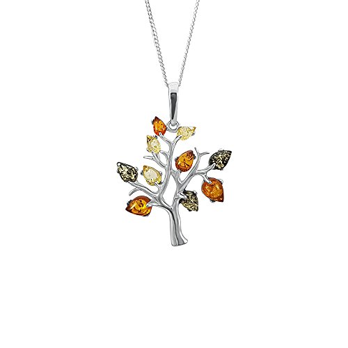 Collier arbre de vie argent 925 ambre pour sublimer un décolleté terne
