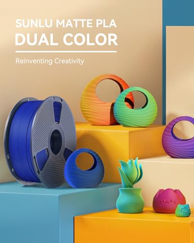 Image of SUNLU Dual Color Matte PLA Filament 1.75mm, 1KG (2.2LBS), Red Blue | Smooth Matte Finish, Less Brittle, Dual Color Appearance from Different Angles, 3D Printer Filament