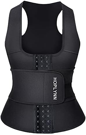 HOPLYNN Neoprene Sauna Sweat Waist Trainer Corset Trimmer Vest for Women Tummy Control, Waist Cincher Body Shaper Black Small