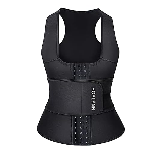 HOPLYNN Neoprene Sauna Sweat Waist Trainer Corset Trimmer Vest for Women Tummy Control, Waist Cincher Body Shaper Black Medium