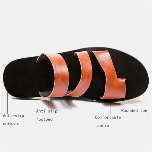 CLSQLXYJZC Bunion Sandals Men's, Fashion Summer Slip-On Split Toe Bunion Corrector Sandals Men, Comfortable Beach Walking Shoes with Orthopedic Toe Ring, for Dad on Christmas Birthday Fathers Day2