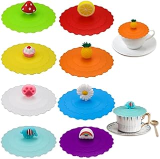 JETOHIX 8 pieces Silicone Glass Cup Covers 10cm/3.9inch Reusable Anti-dust Cup Covers Food-grade Silicone Drink Glass Cup Lids for Mug,Coffee,Beer Mug, Drinking Glasses,Cup Cover