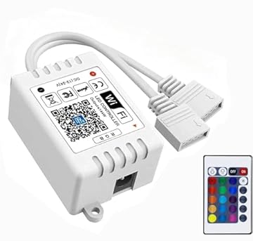 ShineBurky Smart Striscia LED RGB WiFi Controller Include Telecomando a 24 Tasti, 2 Port 4 Pin Strisce LED Controller Compatibile con Alex Google Home Assistant per 2835 5050 RGB Luci LED