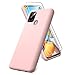 Oududianzi Funda para Samsung Galaxy A21s, Protector Pantalla Cristal Templado, Carcasa de Silicona Líquida Gel Ultra Suave Funda con tapete de Microfibra Anti-Rasguño - Rosa