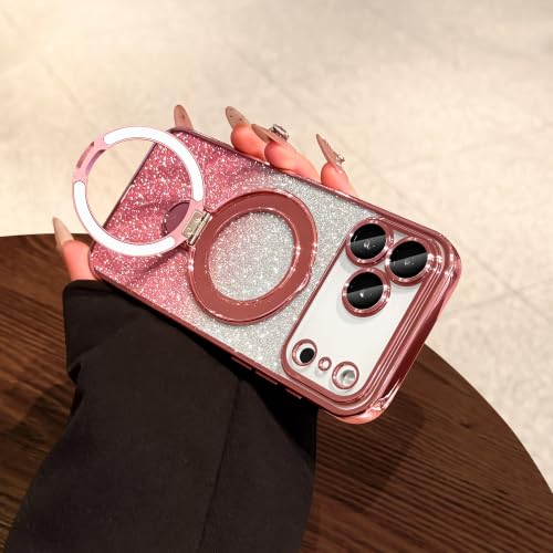 LXK Magnetic Stand for iPhone 17 Pro Max Case with Glitter Bling Card