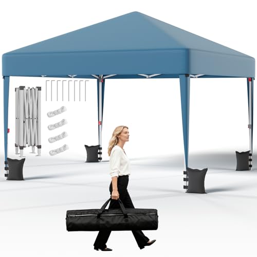 JUMMICO Tonnelle Pliante 3x3, Pliage et Rangement Faciles ｜ Protection Anti-UV ｜ Hauteur Réglable et Système Amélioré ｜ Imperméable et Stable ｜...
