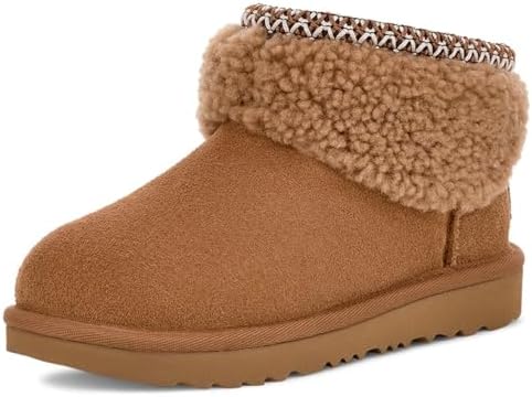 Shoes - UGG Kids K Classic Ultra Mini Maxi Curly Boot, Chestnut, 4