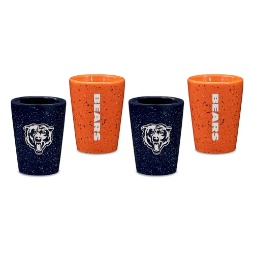Rico Industries NFL Football Chicago Bears Standard 2oz Collectors/Dessert Ceramic 4-Pack Shot Glass