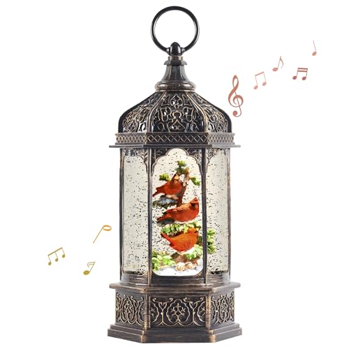 128-Christmas-Snow-Globe-Lantern-Christmas-Decorations-Indoor-with-Swirling-Glitter-Three-Cardinals-in-The-Tree-Lighted-Musical-Snow-Globes-for-Home-Decoration-USB-Powered-or-Battery-Operated