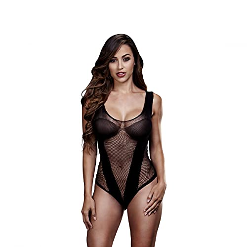 Baci - Body De Rejilla Transparente - Negro En Oferta Baci Lingerie Baci-Sheer Fishnet Bodysuit-Black Lingerie Set, Negro, Talla Única Para Mujer